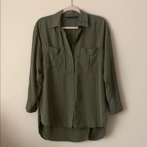 Zara green buttondown tunic, size xsmall